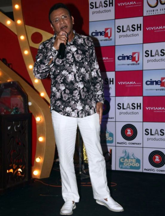 Annu Kapoor Latest Photo in Floral Printed Blak Shirt at The Shaukeens Movie 2014 Promotions