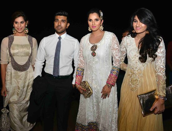 Sania Mirza in White Anarkali Suits at Arpita Khan Wedding