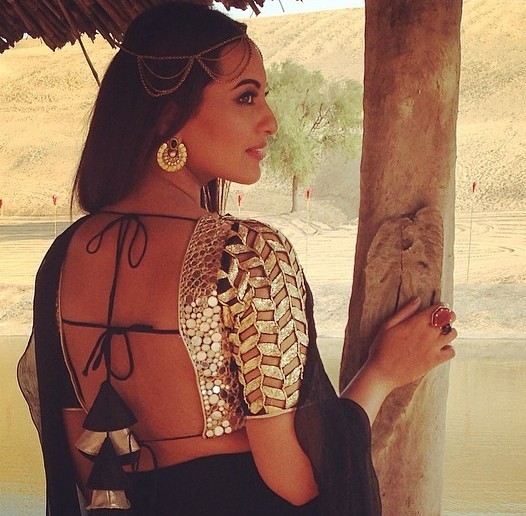 Sonakshi Sinha in Backless Black Lehenga Choli in Holiday Movie