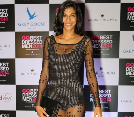 Anushka Manchanda in Black Transparent Dress at GQ Best Dressed Men 2014 Awards