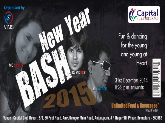New Year Bash 2015 – New Year Celebration Party in Bangalore at Capital Club Resort