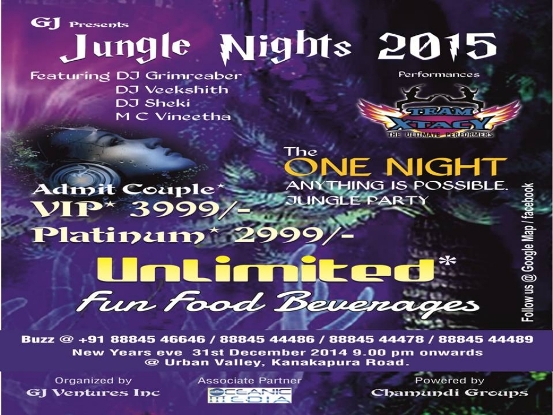 Jungle Nights 2015 New Year Bash Party in Bangalore on December 31, 2014