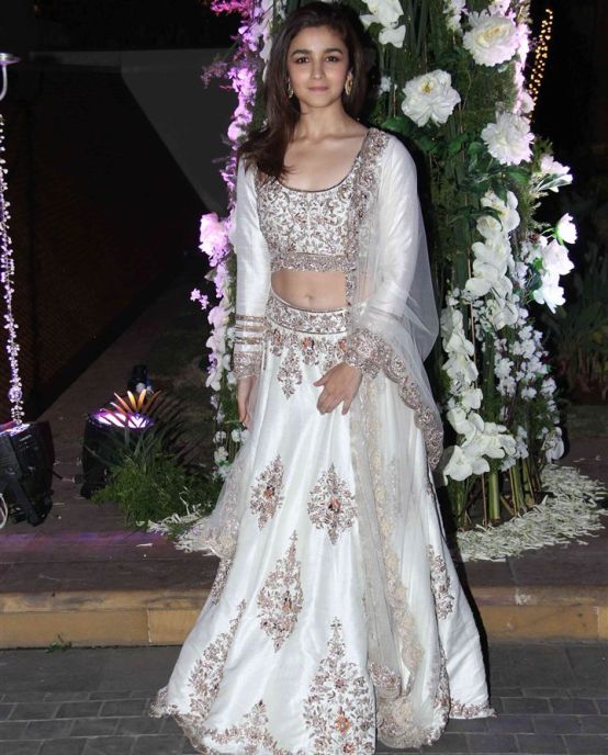 Alia Bhatt in White Embroidery Lehenga 