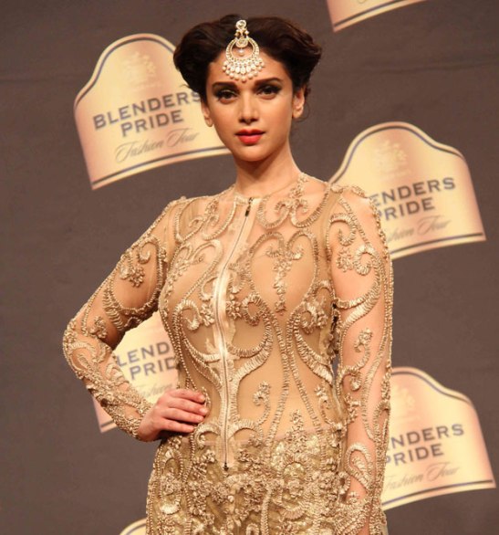 Aditi Rao Hydary in Transparent Dress at Blenders Pride Fashion Tour 2014