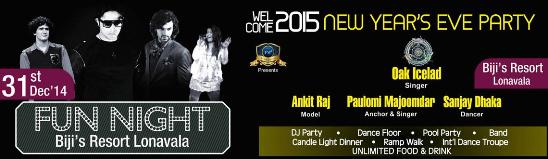 Biji’s Resort Lonavala Presents Welcome 2015 Fun Night Party on 31st December 2014