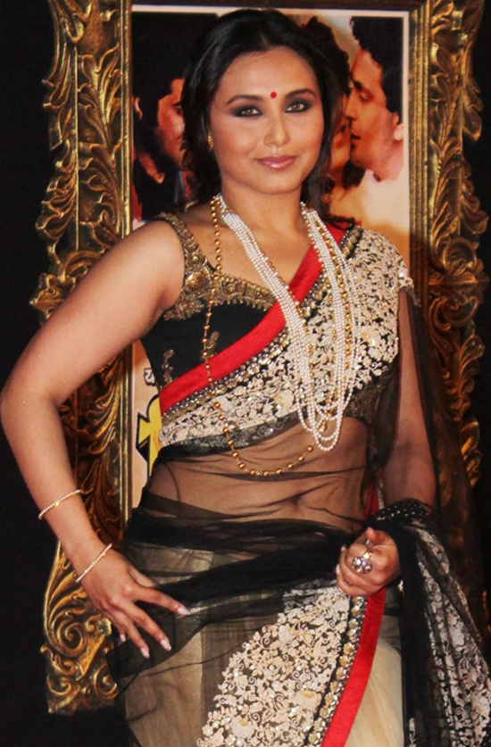 Rani Mukherjee in Transparent White Black Saree