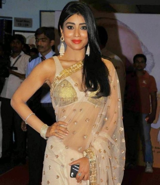 Shriya Saran in White Transparent Saree