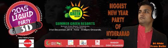 Biggest New Year Party 2015 in Summer Green Resort at Hyderabad