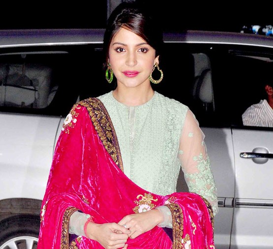 Anushka Sharma in Anarkali Churidaar Suits at Shirin Morani and Udhay Singh Wedding Reception