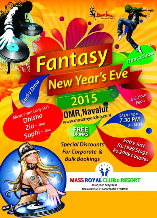 Fantasy New Year Celebration Party 2015 in Mass Royal Club at Chennai