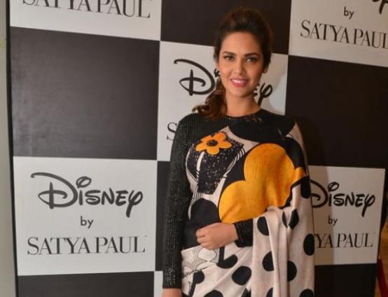 Esha Gupta in Multi Printed Saree at ‘Disney Mono Pop by Satya Paul’ Launch