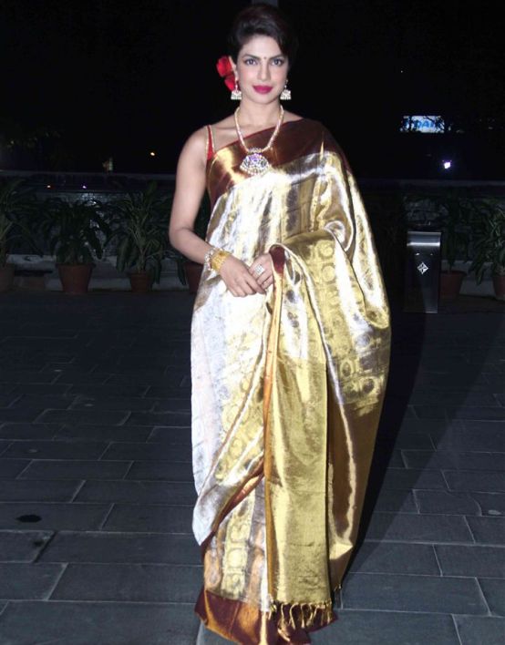 Priyanka Chopra in Golden Saree 