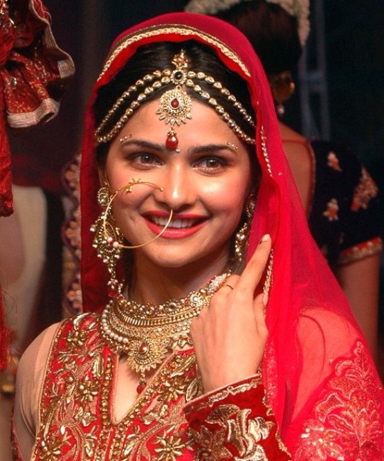 Prachi Desai in Red Anarkali Dress Churidar Suits with Heavy Gold Jewellery at Corporate Fashion Show in Kolkata 