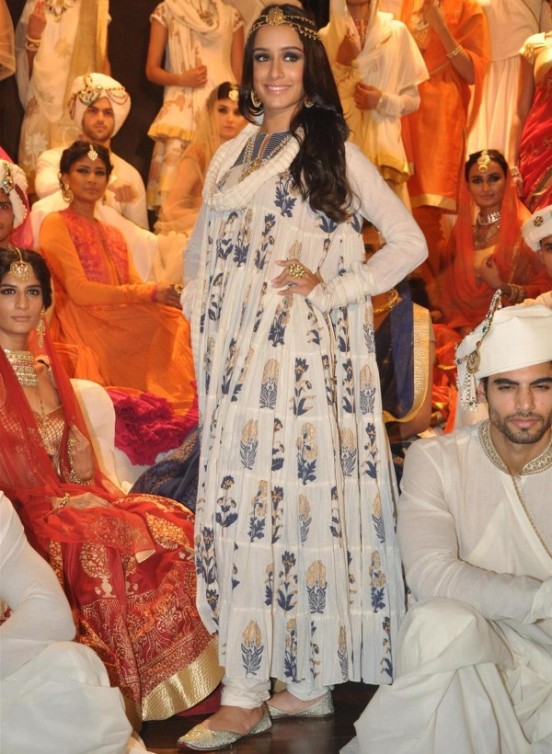 Shraddha Kapoor in White Anarkali Churidar Dress