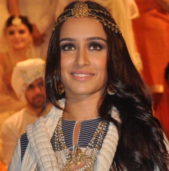 Shraddha Kapoor in White Anarkali Churidar Dress with Heavy Jewellery at Displays Collection for Jabong in Mumbai