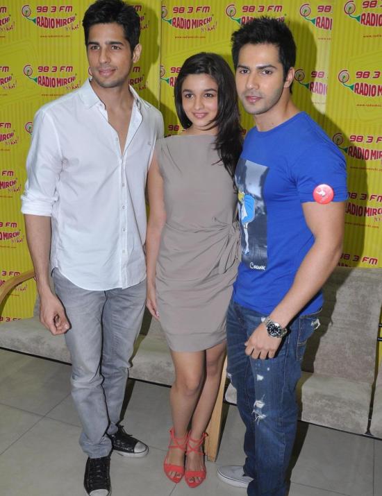 Alia Bhatt in Gray One Piece at Radio Mirchi FM for Student of the Year Movie Promotion