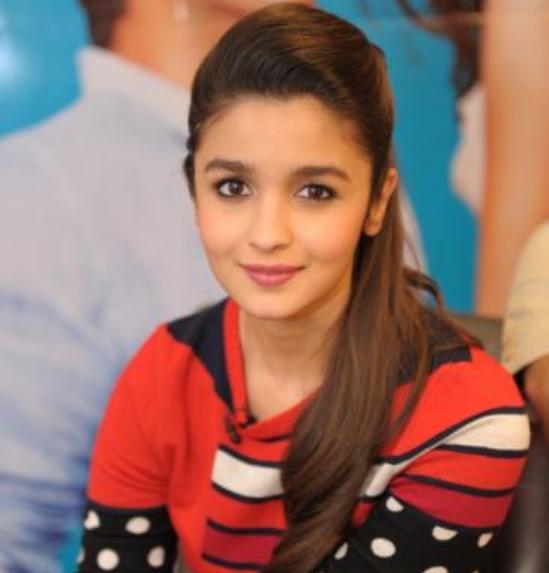 Alia Bhatt in Tri Color Short Dress with Black Pointy Pumps at London for 2 States Movie Promotion