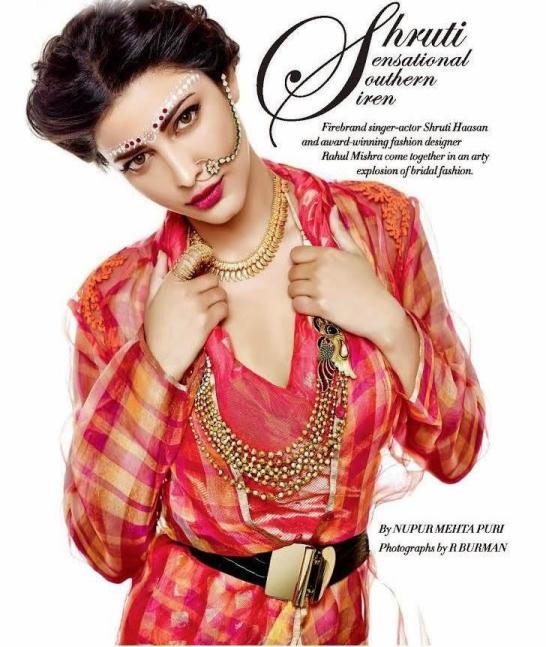 Shruti Hassan in Harper’s Bazaar Bride Magazine Cover Page May 2014 