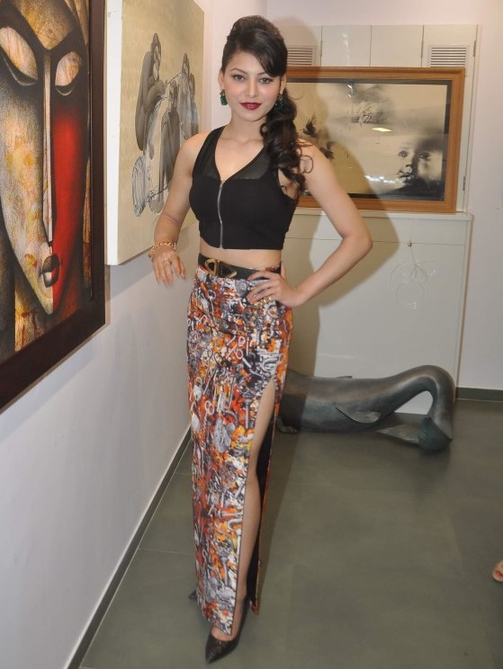 Urvashi Rautela in Black Long Skirt at Art Exhibition in Mumbai 