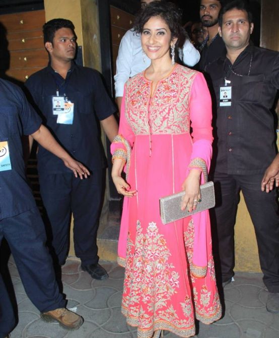 Manisha Koirala in Pink Anarkali Suit 