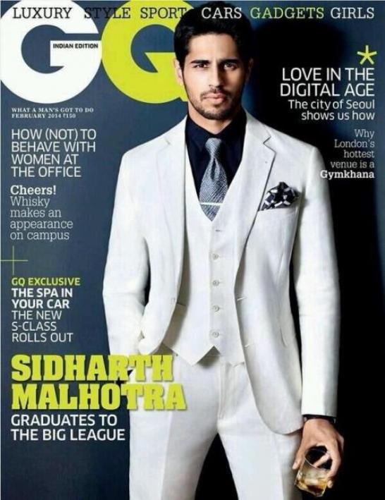 Sidharth Malhotra at GQ Cover Magazine February 2014 Issue