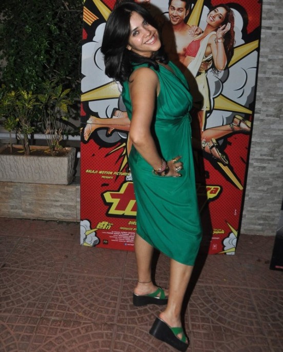 Ekta Kapoor in Green Long One Piece Dress Photos