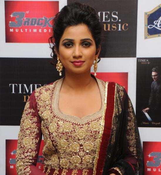 Shreya Goshal in Maroon Anarkali Dress at Launch Ghazal Album Humnasheen