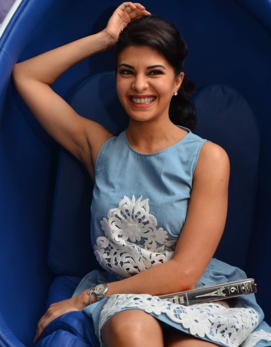 Jacqueline Fernandez in Blue One Piece at Smile Bar Launch