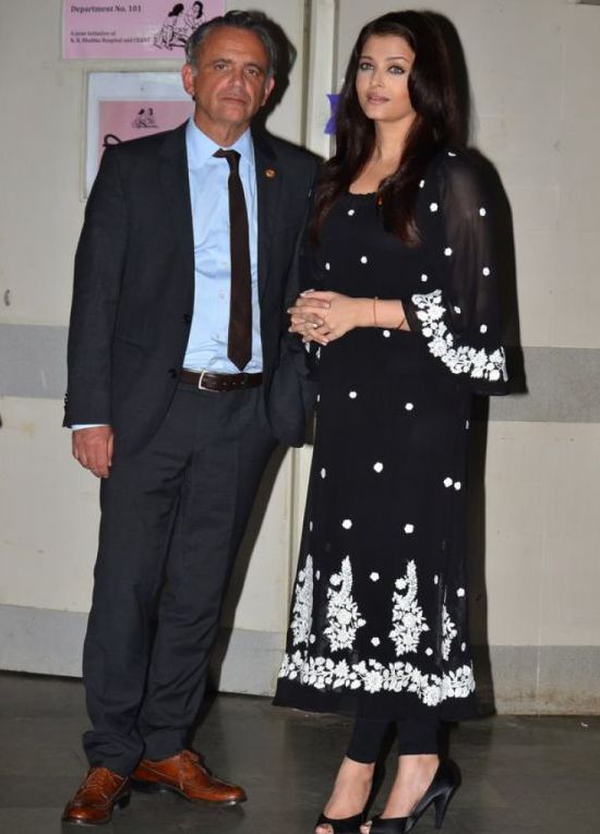Aishwarya Rai in Transparent Dress Pics in Black Polka Dots at UN Aids Awareness Campaign