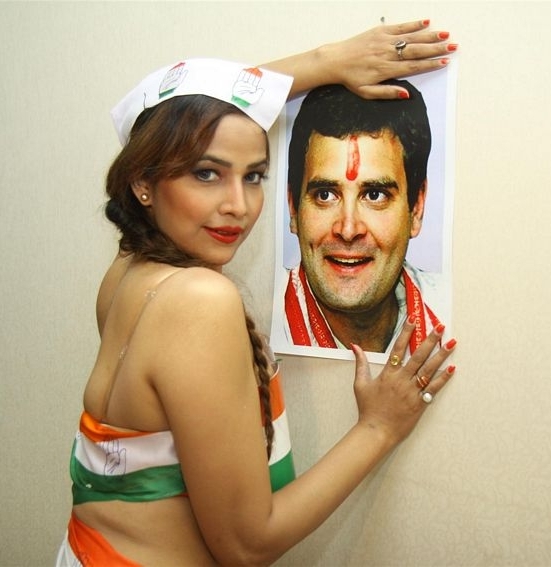 South Indian Actress Tanisha Singh Hot Photoshoot for Rahul Gandhi of Congress for Lok Sabha Election 2014