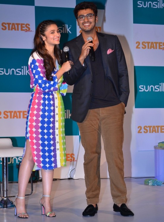 Alia Bhatt and Arjun Kapoor During Promotes Film 2 States at Mumbai