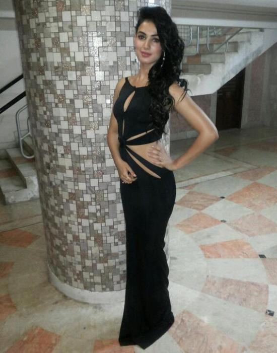 Sonal Chauhan in Black Cut Out Gown at Zee Cine Awards 2014