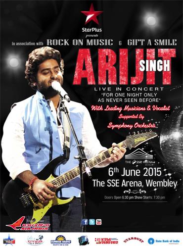 Arijit Singh Live In Concert in London on 6th June 2015 at The SSE Arena Engineers Way