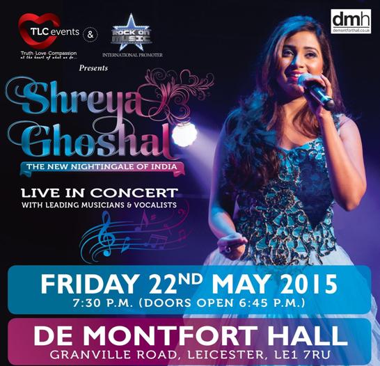 Shreya Ghoshal Live In Concert Leicester – May 2015 at De Montfort Hall