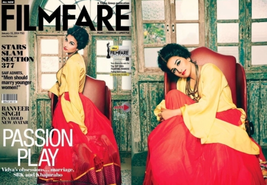 Vidya Balan Filmfare Magazine Cover Photo for January 2014 Edition