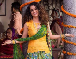 Kangana Ranaut in Yellow Sleeveless Top with Printed Patiala Salwar in Tanu Weds Manu Returns Movie 2015