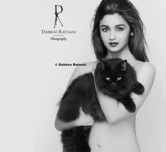Alia Bhatt Bold Pics Topless Photos with Cat at Dabboo Ratnani 2014 Calendar
