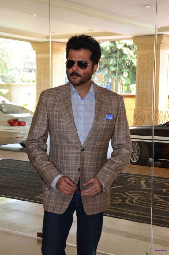 Anil Kapoor in Sky Blue Shirt with Chax Blazer and Goggles Cool Look at IIFA 2015 Press Meet
