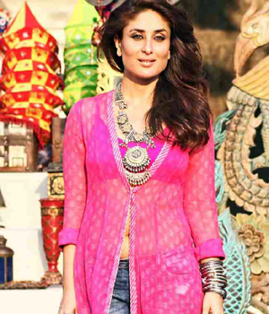 Kareena Kapoor in Transparent Pink Kurti Dress in Gabbar Is Back Hindi Movie 2015