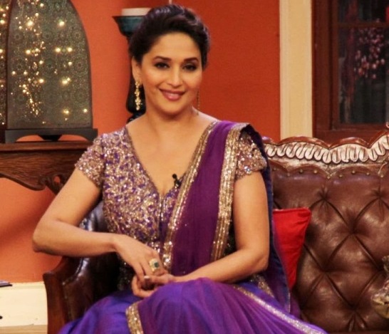 Madhuri Dixit in Purple Dress at Comedy Nights With Kapil To Promote Dedh Ishqiya