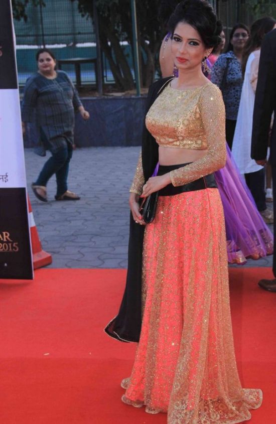 Pooja Gupta in Pink Cream Lehenga Blouse