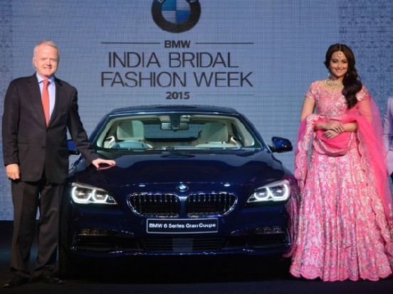 Sonakshi Sinha in Pink Lehenga Choli at BMW India Bridal Fashion Week 2015