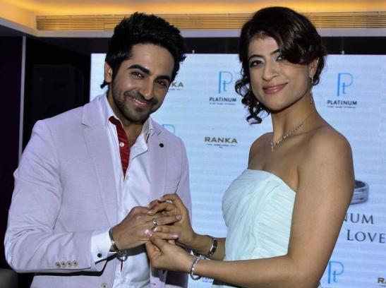 Ayushmann Khurrana and Hot White Dressed wife Tahira Promoting Platinum and RANKA Jewelers
