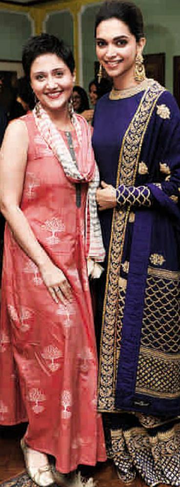Deepika Padukone in Blue High Neck Anarkali Dress 