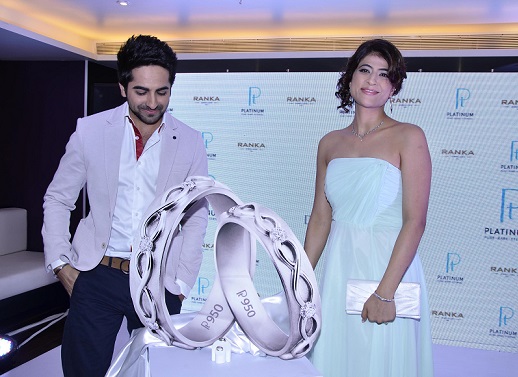 Ayushmann Khurrana and Hot White Dressed wife Tahira Promoting Platinum and RANKA Jewelers
