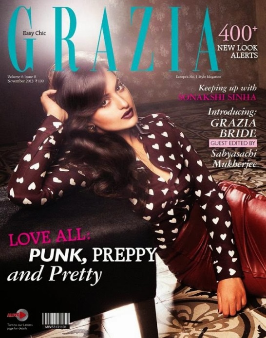 Sonakshi Sinha on Cover Page of Grazia Magazine November 2013 Edition 