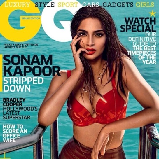 Sonam Kapoor Cleavage in GQ Magazine Photo shoots Hot Photos 2013