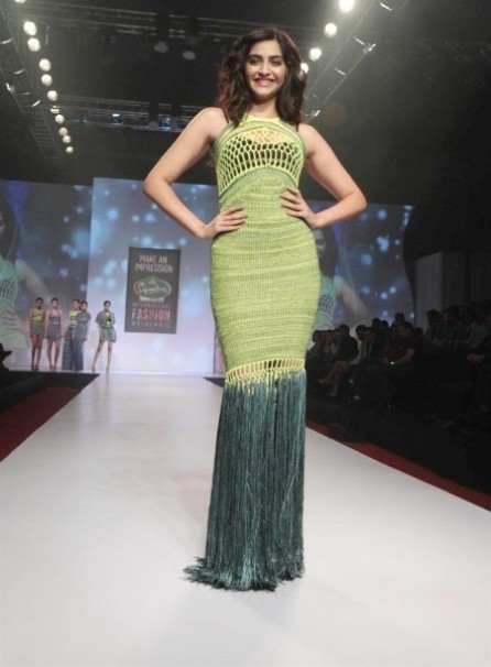 Sonam Kapoor in Sleeveless Green Gown 