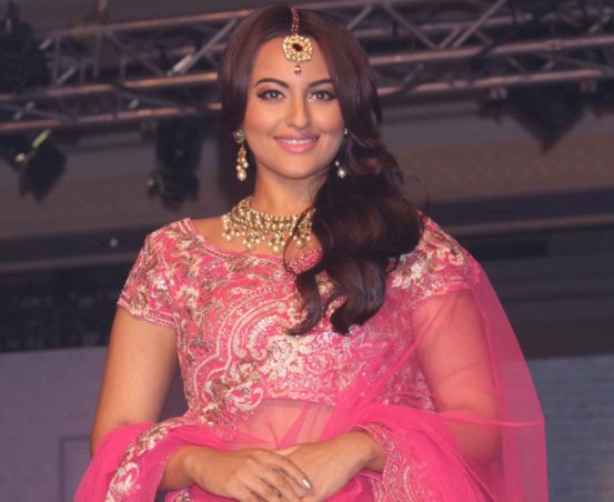 Sonakshi Sinha in Pink Lehenga Choli at BMW India Bridal Fashion Week 2015
