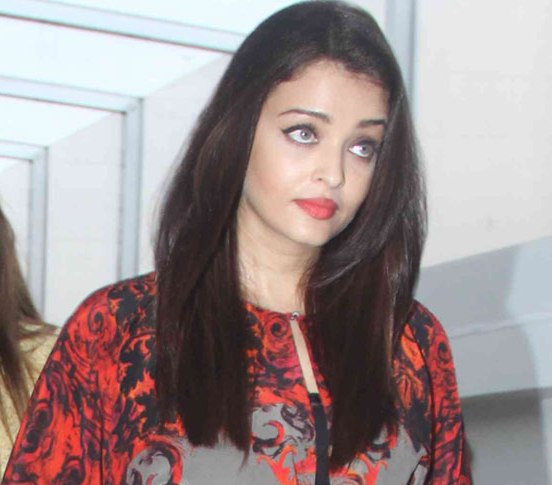 Aishwarya Rai Bachchan in Red Printed Top with Black Jeans at Nishka Lulla Wedding Brunch Party